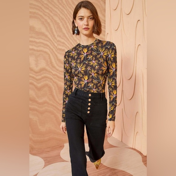 Ulla Johnson Aurelia Turtleneck Floral Long Sleeve Top - Picture 9 of 9